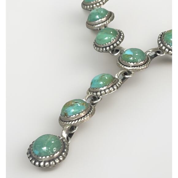 Native American NAVAJO Sterling Silver MOJAVE TURQUOISE Lariat Necklace 26"- NEW - Picture 12 of 16